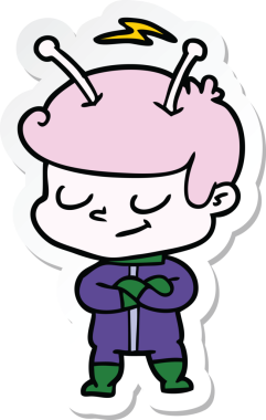 Bir insan tarafından çizilmiş dost canlısı bir uzay adamının çıkartması.