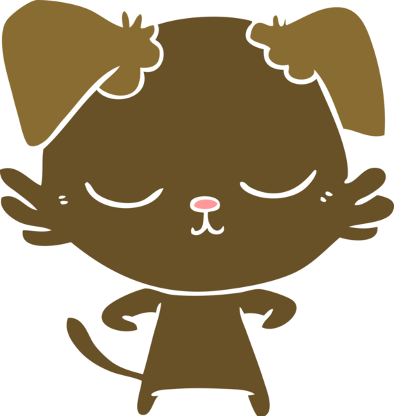 Bir insan tarafından çizilmiş şirin düz renkli çizgi film köpeği.