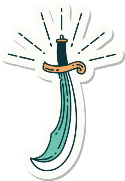 Bir insan tarafından çizilmiş kılıç dövmesi stili.