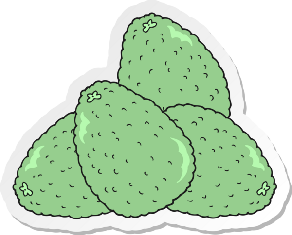 Bir insan tarafından çizilmiş avokado karikatürü çıkartması.