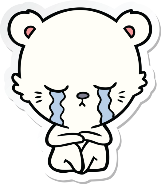 Bir insan tarafından çizilmiş ağlayan bir kutup ayısının çıkartması.