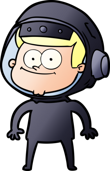 Bir insan tarafından çizilmiş mutlu astronot çizgi filmi.