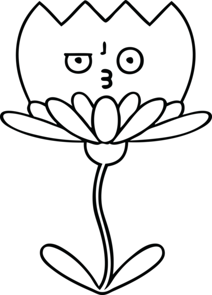Bir insan tarafından çizilmiş bir çiçeğin çizgi çizimi