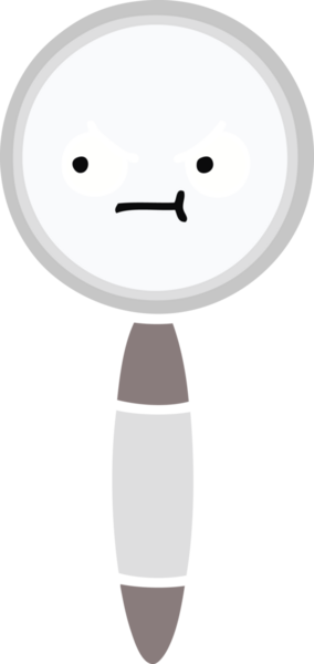 Bir insanın çizdiği büyüteçin düz renkli retro karikatürü