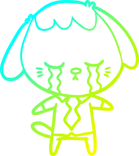 Bir insan tarafından çizilmiş ağlayan çizgi köpeğin soğuk gradyan çizimi