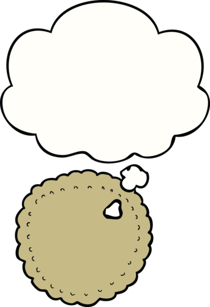 Bir insan tarafından çizilmiş düşünce balonlu bisküvi.