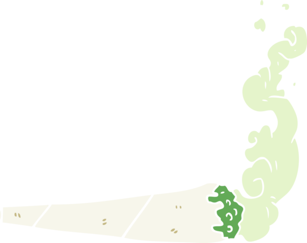 Bir insan tarafından çizilmiş düz renkli marihuana çizimi.