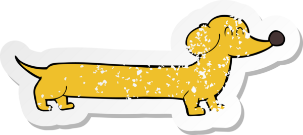 Bir insan tarafından çizilmiş bir dachshund çizgi filminin gerilimli yapıştırması.