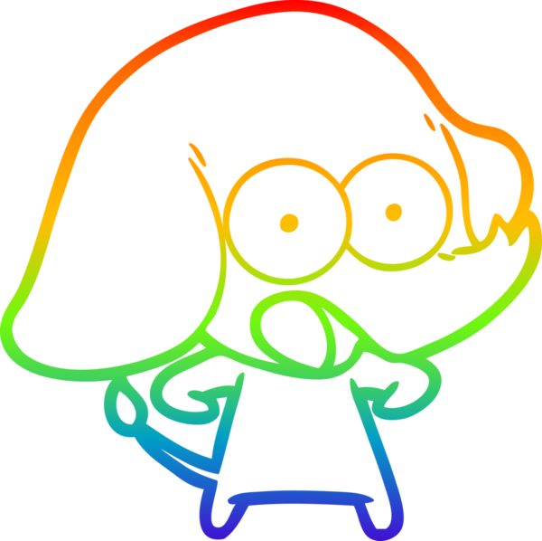 Gökkuşağı gradyan çizgisi bir insan tarafından çizilmiş şirin bir fil çizimi