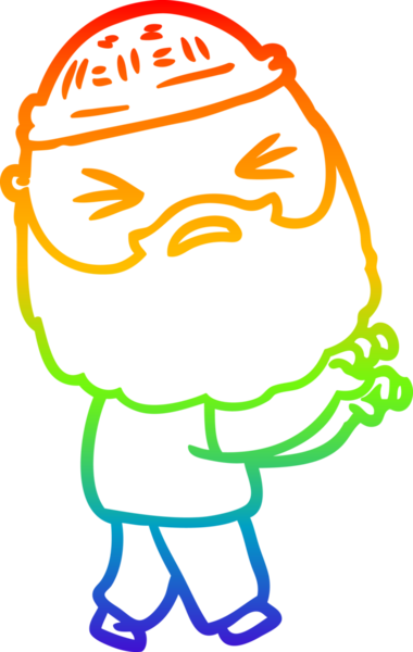 Bir insan tarafından çizilmiş sakallı bir karikatür çizimi.