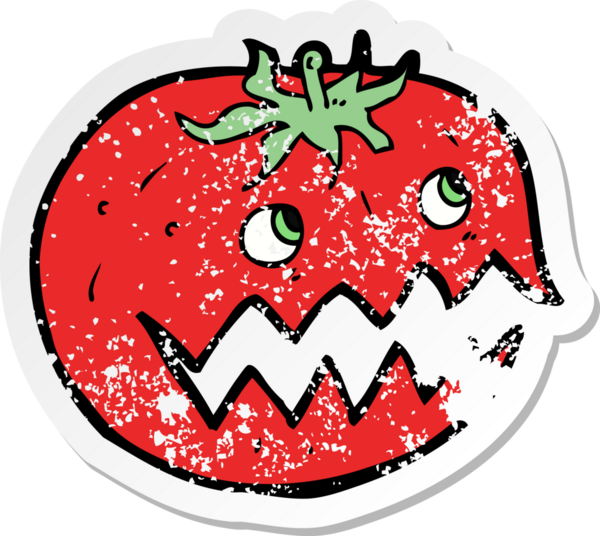 Bir insan tarafından çizilmiş bir domatesin gerilimli çıkartması.