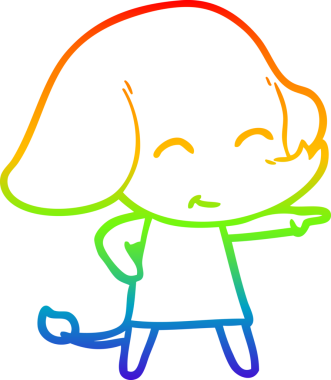 Gökkuşağı gradyan çizgisi bir insan tarafından çizilmiş şirin bir fil çizimi