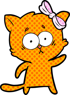 Bir insan tarafından çizilmiş çizgi film kedisi.