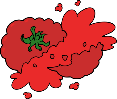 Bir insan tarafından çizilmiş ezilmiş domates.