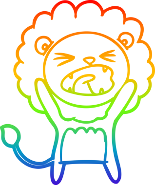 gökkuşağı gradyan çizgi çizimi bir insan tarafından çizilmiş bir aslan