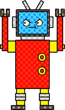 bir insan tarafından çizilmiş bir robotun çizgi roman tarzı