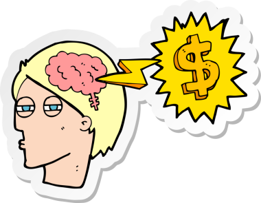 Bir insan tarafından çizilmiş para karikatürü çıkartması.