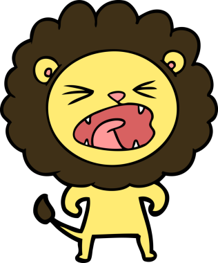 Bir insan tarafından çizilmiş kızgın aslan çizgi filmi.