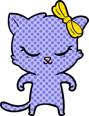 Bir insan tarafından çizilmiş sevimli çizgi film kedisi.