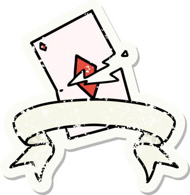 Bir insan tarafından çizilmiş yırtık bir kartın pankartı olan eski bir etiket.