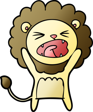 Bir insan tarafından çizilmiş çizgi film aslanı.