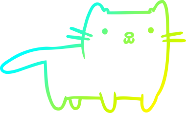 Bir insan tarafından çizilen çizgi film kedisinin soğuk gradyan çizgisi.