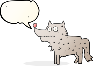 Bir insan tarafından çizilmiş serbest konuşma balonu çizgi film köpeği.