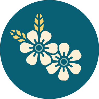 Bir insan tarafından çizilmiş çiçeklerin ikonik dövme şekli