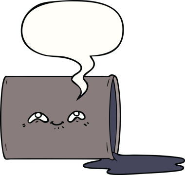 bir insan tarafından çizilmiş konuşma baloncuklu çizgi film yağ varili