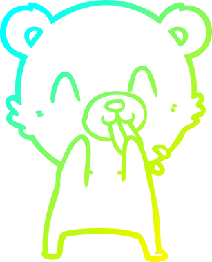 Bir insan tarafından çizilmiş kaba bir çizgi film ayısının soğuk gradyan çizimi