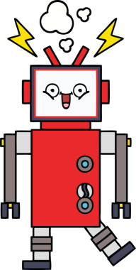 Bir insan tarafından çizilmiş sevimli bir robot karikatürü.