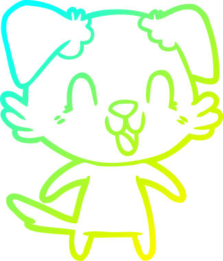 Bir insan tarafından çizilmiş gülen çizgi film köpeğinin soğuk çizgisi.