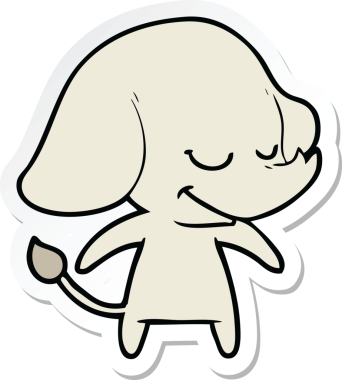 Bir insan tarafından çizilmiş gülümseyen fil çıkartması.