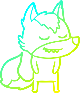 Bir insan tarafından çizilmiş dost canlısı bir kurt çizgi çizimi.