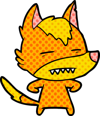 Bir insan tarafından çizilmiş tilki çizgi film karakteri