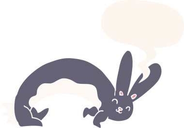 komik çizgi film tavşanı konuşma baloncuğu ile bir insan tarafından çizilmiş