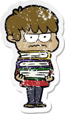 Bir insan tarafından çizilmiş kızgın bir çizgi film çocuğunun sıkıntılı çıkartması.