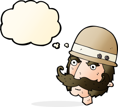 Bir insan tarafından çizilmiş düşünce baloncuğuyla Victoria tarzı büyük bir oyun avcısı.