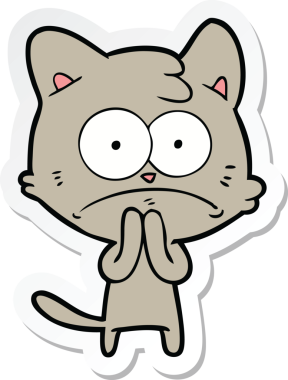 Bir insan tarafından çizilmiş karikatür asabi kedinin çıkartması.