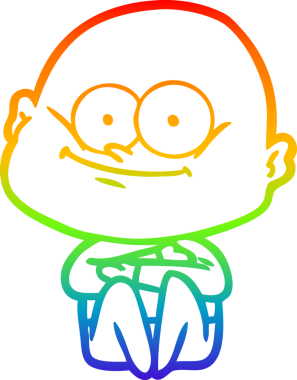 Gökkuşağı gradyan çizgi çizimi bir insan tarafından çizilmiş kel bir adamın çizimi