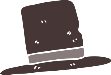 Bir insan tarafından çizilmiş düz renk çizim silindir şapka