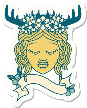 Bir insan tarafından çizilmiş bir ork Druid karakterinin çıkartması