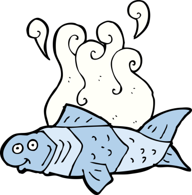 Bir insan tarafından çizilmiş komik bir balık.