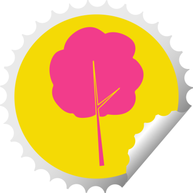 Bir insan tarafından çizilmiş dairesel soyulmuş tuhaf çizgi film ağacı.