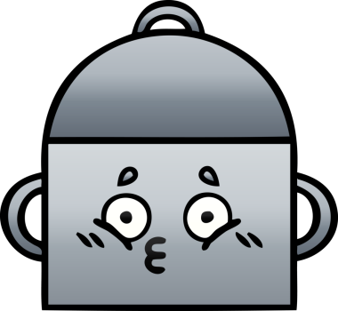 Bir insan tarafından çizilmiş tencerenin gölgeli karikatürü.