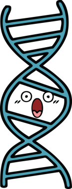 Bir insan tarafından çizilmiş DNA iplikçikli şirin bir çizgi film.