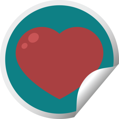 kalp sembolü grafik vektör çizimi bir insan tarafından çizilmiş dairesel etiket