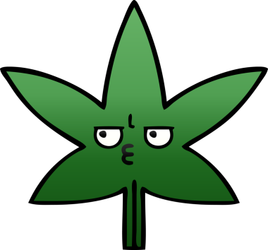 Bir insan tarafından çizilmiş marihuana yaprağının gölgeli çizgi filmi.