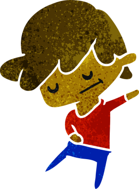 Bir insan tarafından çizilmiş bir kawaii 'nin eski çizgi film çizimi.