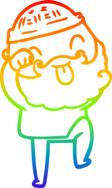 Gökkuşağı gradyan çizgisi sakallı bir adamın bir insan tarafından çizilmiş dili.